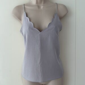 Topshop Lavender Gray V Scalloped Neck Spaghetti Strap Camisole Tank Top 2
